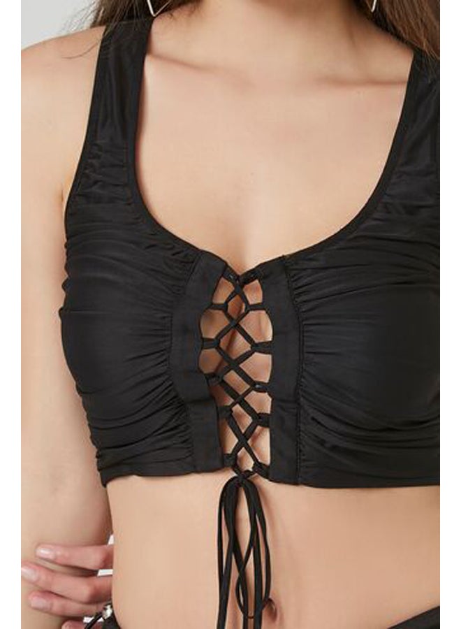 FOREVER 21 Mesh Lace-Up Crop Top - Image 5