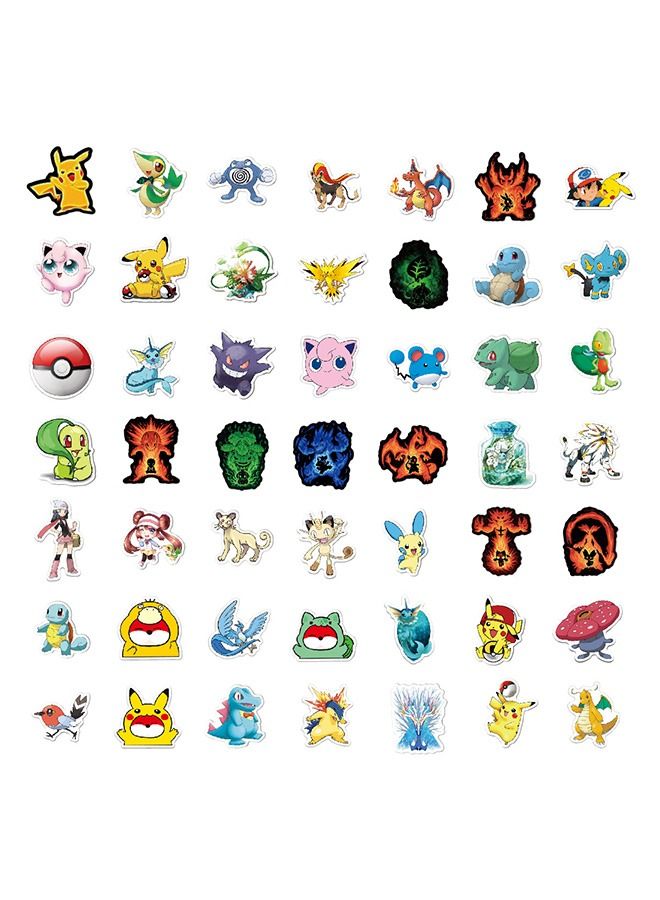 100-Piece PokeMon Pikachu Stickers Cartoon Vinyl Aesthetic Sticker Laptop Stickers for Skateboard Guitar Travel Case Graffiti Sticker Door Luggage Car Bike Bicycle for Kids Teens Girls Adults