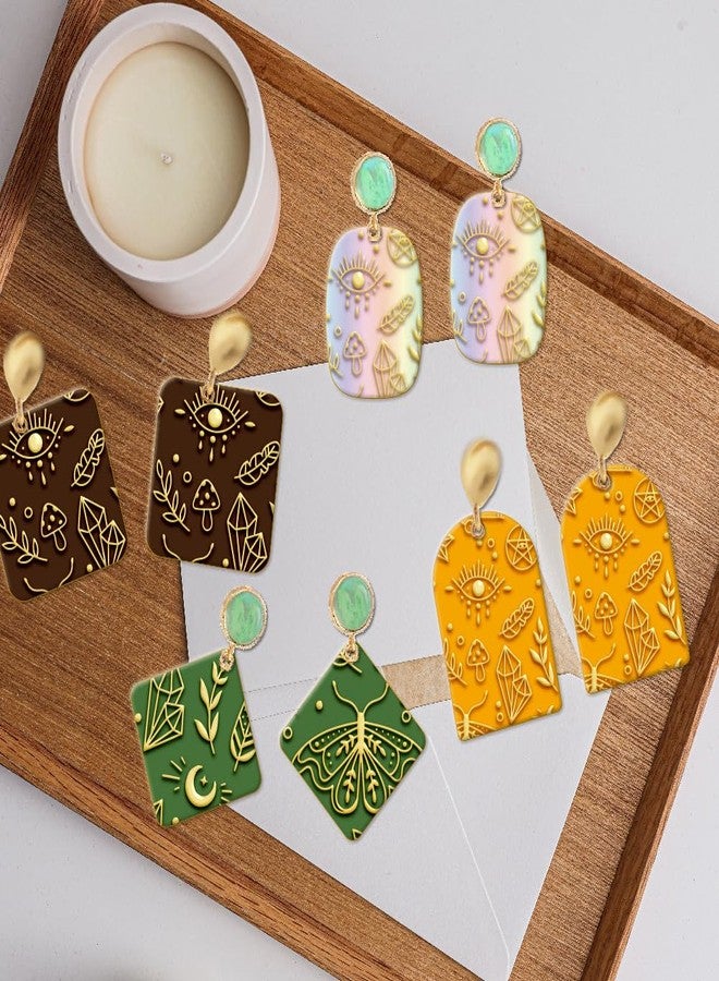 CHGCRAFT 4PCS Polymer Clay Texture Sheets Mushroom Polymer Texture Mat Sea Life Butterfly Dragon Pattern Pad Clay Stamps Tools for Polymer Earrings Jewelry Making, 4x2.6inch - Image 4