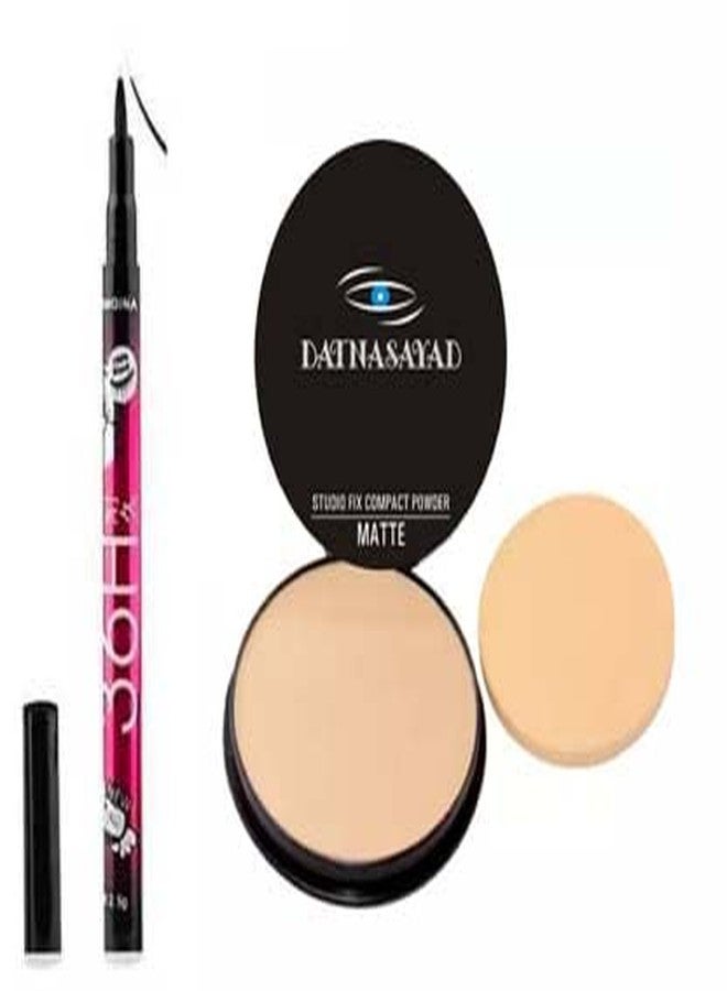 DATNASAYAD Studio Fix Natural Shade Matte Full Coverage Compact Powder and 1 36H Liquid Eyeliner - (Pack of 2) - Image 1