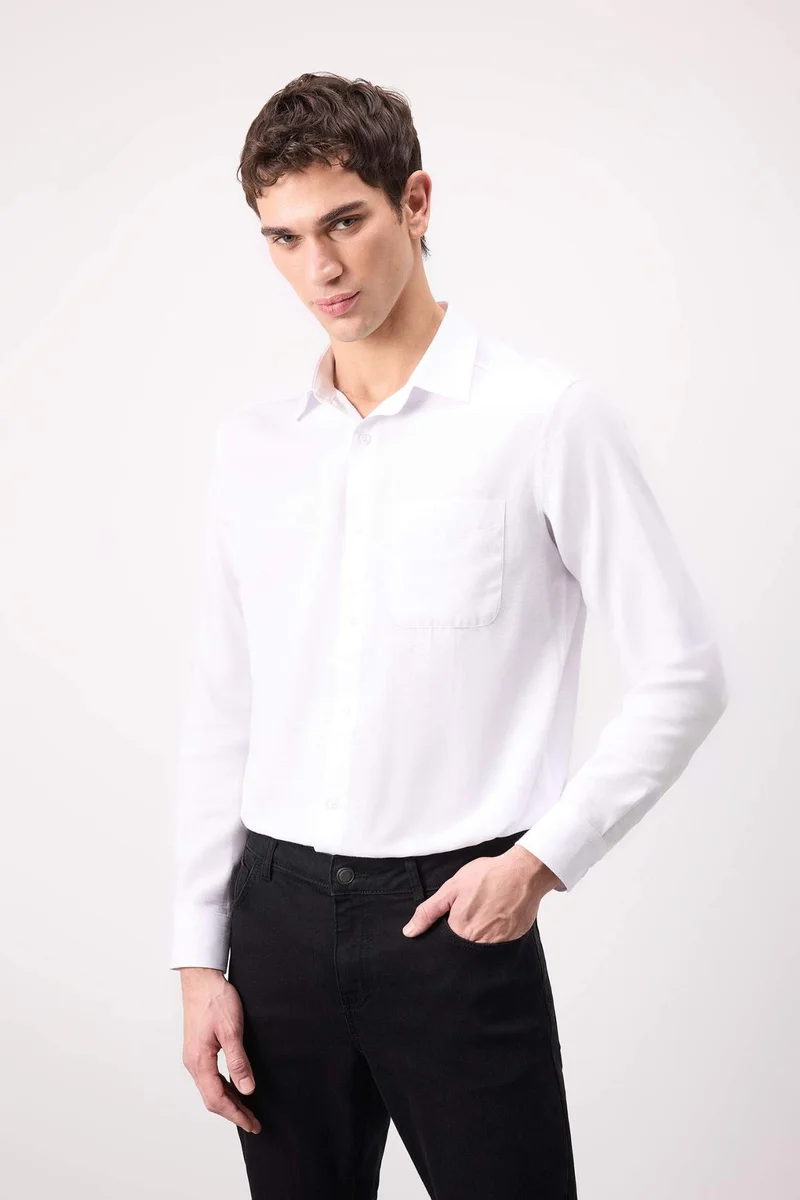 DeFacto Modern Fit Polo Neck Basic Long Sleeve Shirt