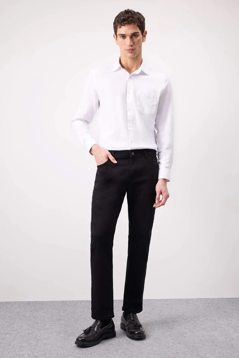 DeFacto Modern Fit Polo Neck Basic Long Sleeve Shirt