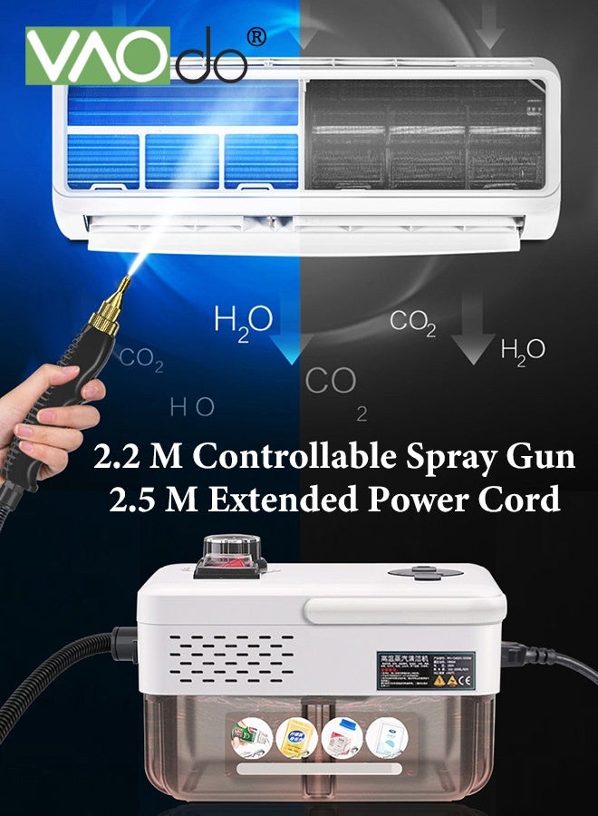 فاو دو منظف بخار محمول باليد مع 7 قطع من الملحقات، خزان سعة 1.68 لتر، تسخين سريع لمدة 10 ثوانٍ، آلة تنظيف بالبخار متعدد الأغراض بدرجة حرارة عالية للاستخدام المنزلي، لتنظيف أثاث المنزل وتنظيف السيارات، جص المطبخ والحمام والبلاط - Image 5