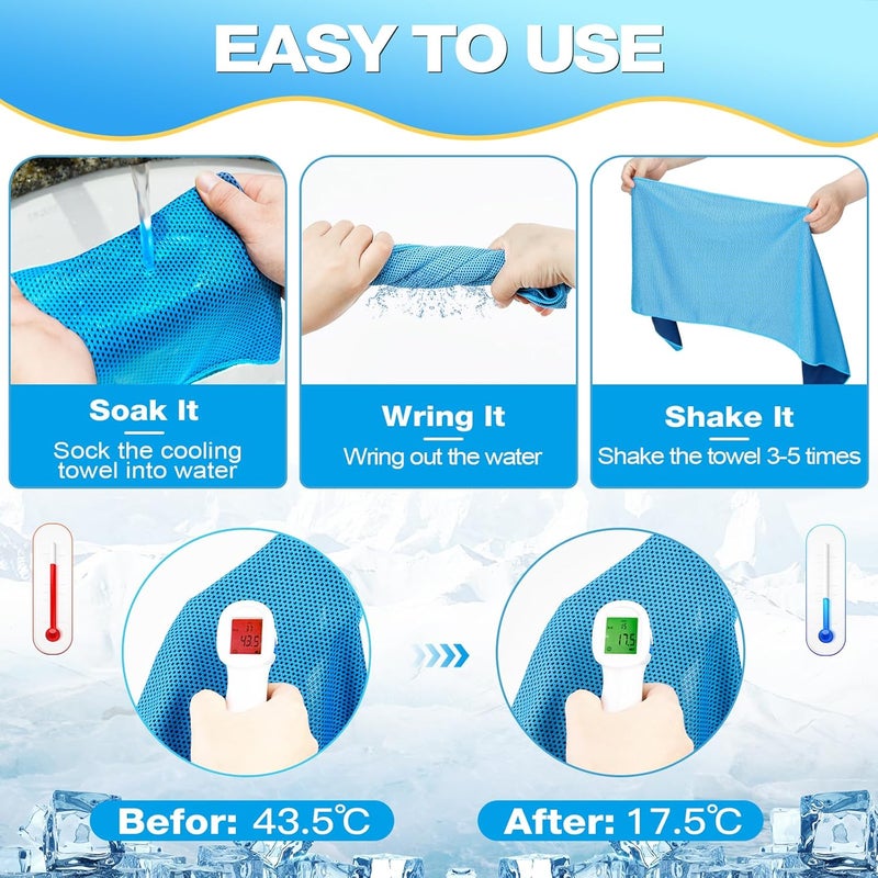 MENOLY 10 Pack Cooling Towels, Cooling Towels for Neck and Face, Sweat Microfiber Towel Soft Breathable Towel for Gym, Yoga, Camping, Running, Fitness, Workout & More Activities - Image 4