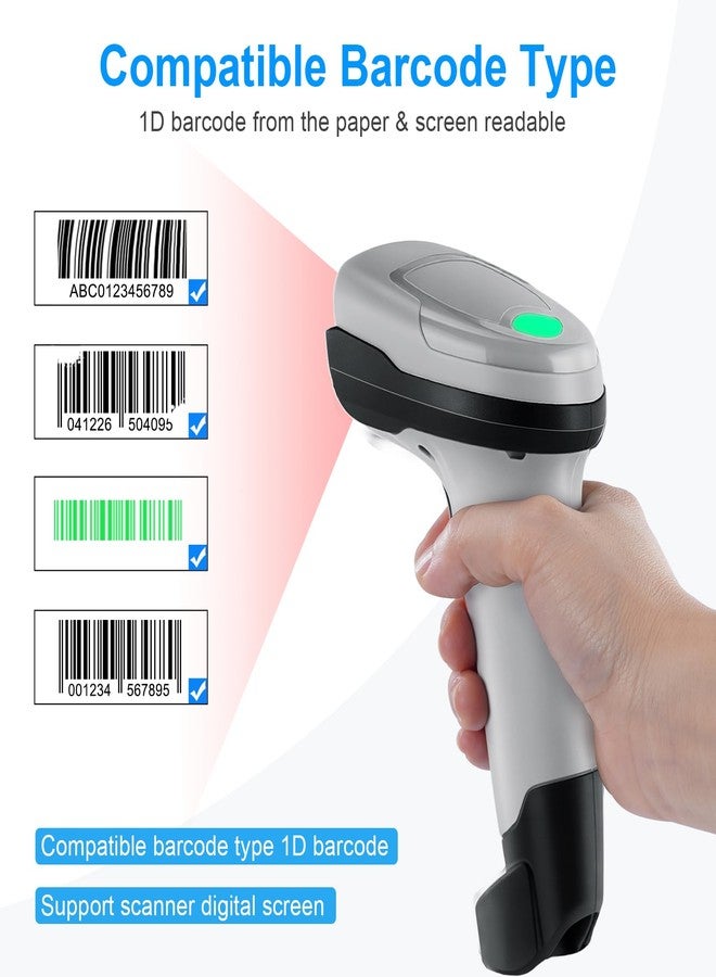 JRHC Wireless Barcode Scanner JRHC 1D CCD Barcode Reader with Stand Transmission 2.4GHz Wireless & USB Wired Connection 2 in 1 Plug and Play Handheld Bar Code Scanners for Store Supermarket Warehouse - Image 2