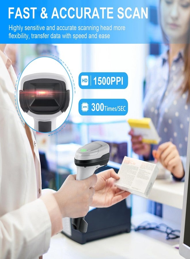 JRHC Wireless Barcode Scanner JRHC 1D CCD Barcode Reader with Stand Transmission 2.4GHz Wireless & USB Wired Connection 2 in 1 Plug and Play Handheld Bar Code Scanners for Store Supermarket Warehouse - Image 4