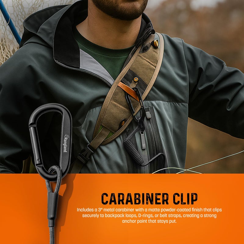 RANGLAND ACTIV-X Cell Phone Tether and Carabiner with Neoprene Wrist Mount Option Included (Universal Size-Fit) Ultra Secure Phone Lanyard with Bungee Cord (Grey Black) - Image 5