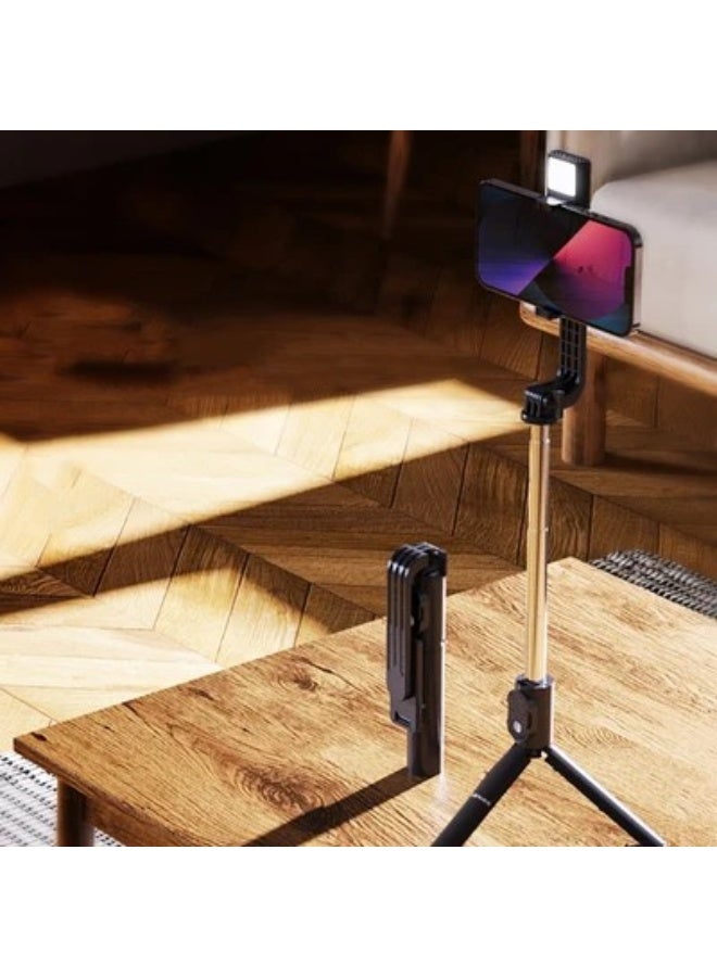 Lenyes LPH101 Tripod Selfie Stick with Integrated Ring Light - Bluetooth Remote Control - Image 4