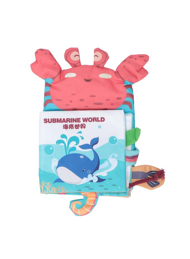 NIBEMINENT Baby Cloth Books Early Education Interactive Animal Sensory Stimulation Crinkle Soft Book for Babies Infants Toddlers Ocean  - Image 1