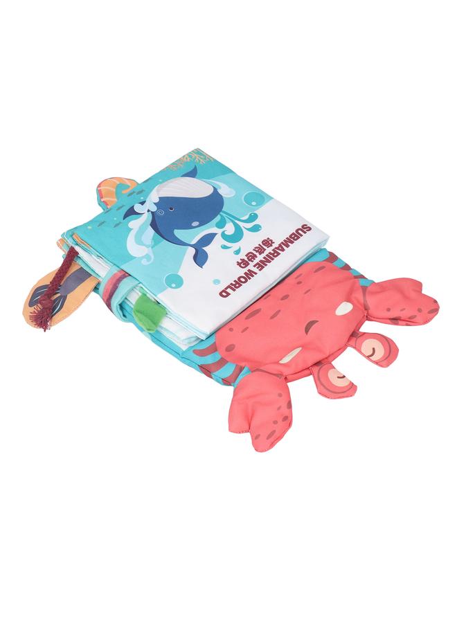 NIBEMINENT Baby Cloth Books Early Education Interactive Animal Sensory Stimulation Crinkle Soft Book for Babies Infants Toddlers Ocean  - Image 2