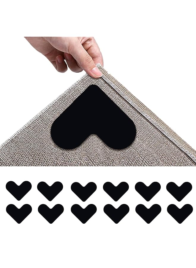 إيروريكس 12 عبوة من ملصقات شريط السجاد، ملصقات مزدوجة الجوانب غير قابلة للانزلاق وقابلة لإعادة الاستخدام وقابلة للغسل لمنع تجعيد شريط السجاد