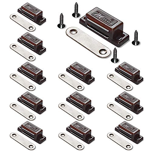 Renashed 12Pack Magnetic Door Catch - 15lb High Magnetic Plastic Heavy Duty Latch for Kitchen Bathroom Cupboard Wardrobe Closet Closures Cabinet Door Drawer Magnets Screws Included - Image 1