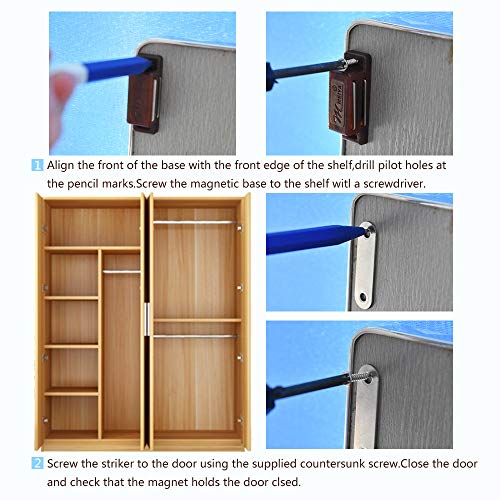 Renashed 12Pack Magnetic Door Catch - 15lb High Magnetic Plastic Heavy Duty Latch for Kitchen Bathroom Cupboard Wardrobe Closet Closures Cabinet Door Drawer Magnets Screws Included - Image 3