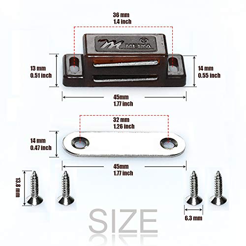Renashed 12Pack Magnetic Door Catch - 15lb High Magnetic Plastic Heavy Duty Latch for Kitchen Bathroom Cupboard Wardrobe Closet Closures Cabinet Door Drawer Magnets Screws Included - Image 2