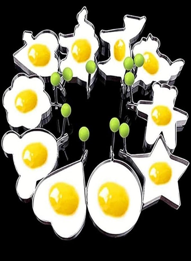 Fried Egg Mold Ring Set of 10 - Stainless Steel Non-Stick Egg Shaper Ring - Image 1