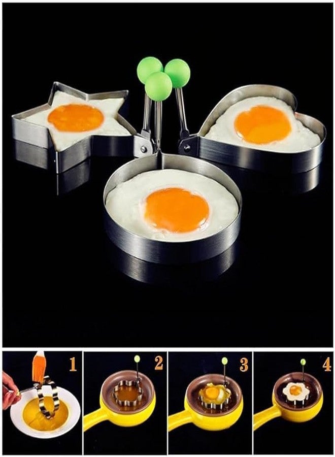 Fried Egg Mold Ring Set of 10 - Stainless Steel Non-Stick Egg Shaper Ring - Image 2