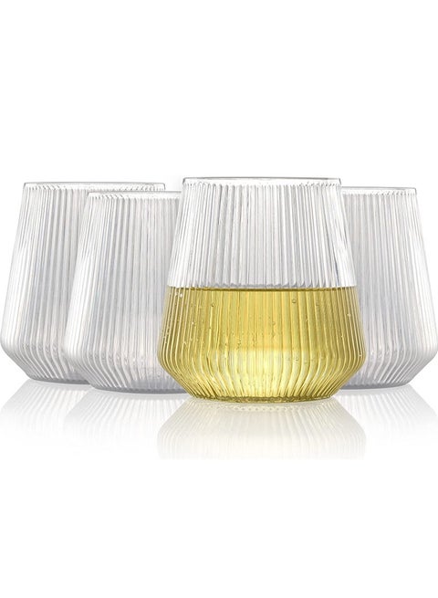 Turkish Hawaiian Ramadan Glass Set - 6 Pieces - Clear Glass Cups Suitable for Water, Juices and Cold Drinks 390 ml -Clear