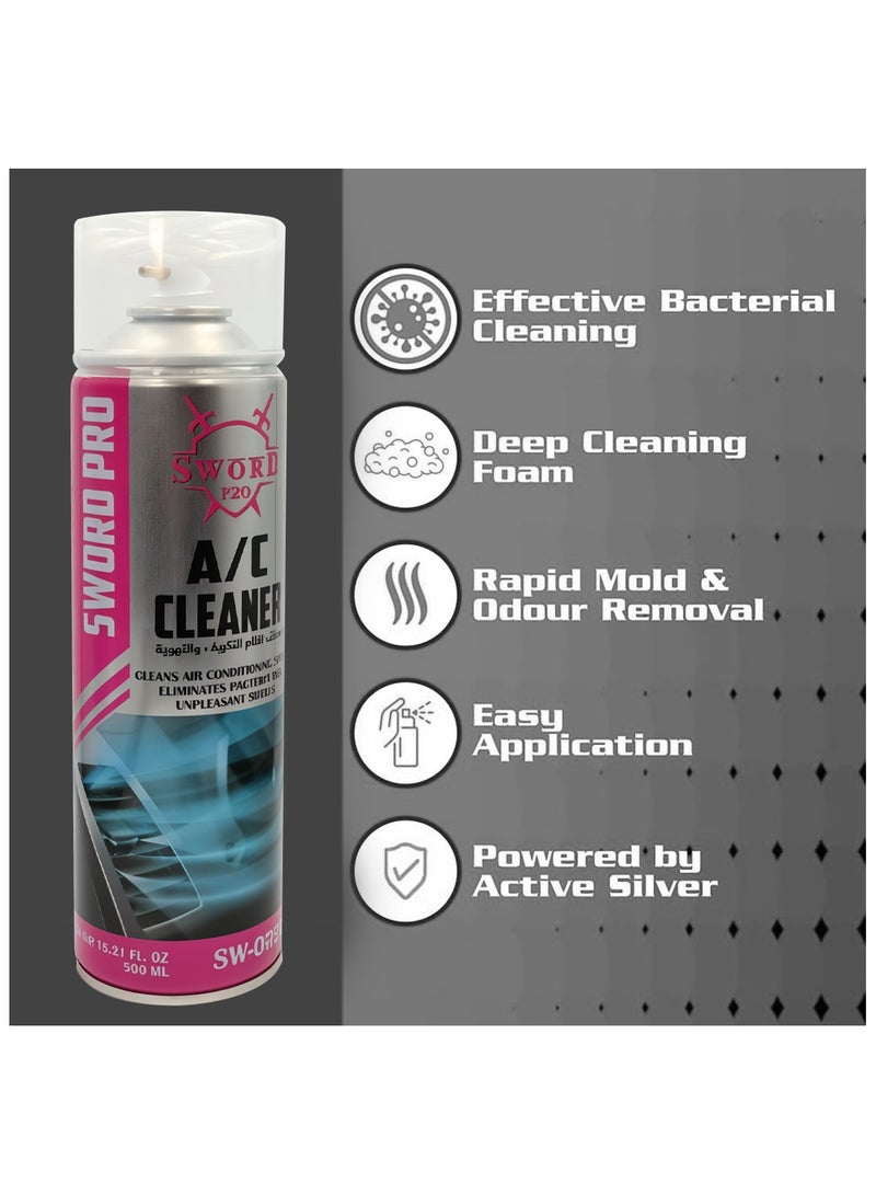 Sword Pro A/C Cleaner 500ml, Eliminates Bacteria, Odors, and Improves Air Quality for Car Air Conditioning Systems, SW-0020 - Image 4