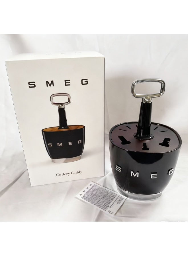 SMEG knife base, stainless steel knife holder polished chrome-plated and alloy ring wood knife groove bracket, black (excluding stainless steel knife) - Image 3