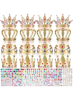 Civaner 17 Pcs Princess Party Crowns Set Princess Party Favors Diy Crown For Kids Supplies Tiaras Making Kit With Diamond Stickers Princess Party Supplies(Gold)  - Image 1
