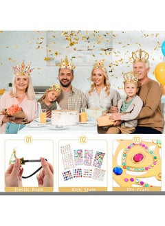 Civaner 17 Pcs Princess Party Crowns Set Princess Party Favors Diy Crown For Kids Supplies Tiaras Making Kit With Diamond Stickers Princess Party Supplies(Gold)  - Image 2