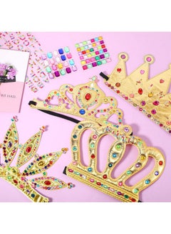 Civaner 17 Pcs Princess Party Crowns Set Princess Party Favors Diy Crown For Kids Supplies Tiaras Making Kit With Diamond Stickers Princess Party Supplies(Gold)  - Image 5