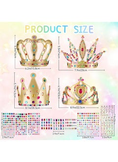 Civaner 17 Pcs Princess Party Crowns Set Princess Party Favors Diy Crown For Kids Supplies Tiaras Making Kit With Diamond Stickers Princess Party Supplies(Gold)  - Image 3