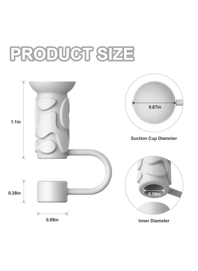 YOTIME Silicone Straw Covers Cap, 6 Pcs Reusable 0.39in/10mm Suction Cup Straw Toppers for Stanley Cup 40 30 oz, White - Image 2