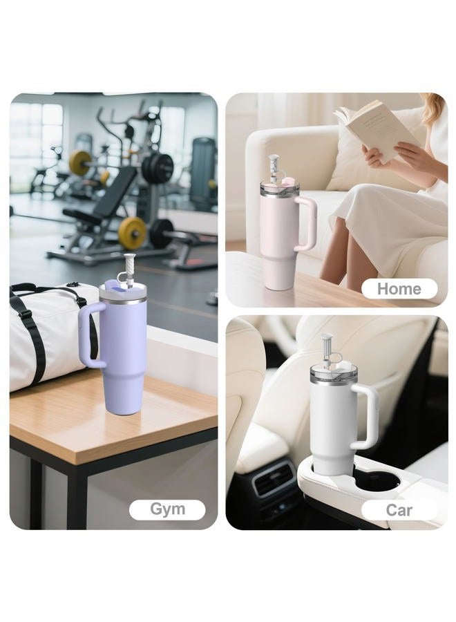 YOTIME Silicone Straw Covers Cap, 6 Pcs Reusable 0.39in/10mm Suction Cup Straw Toppers for Stanley Cup 40 30 oz, White - Image 5