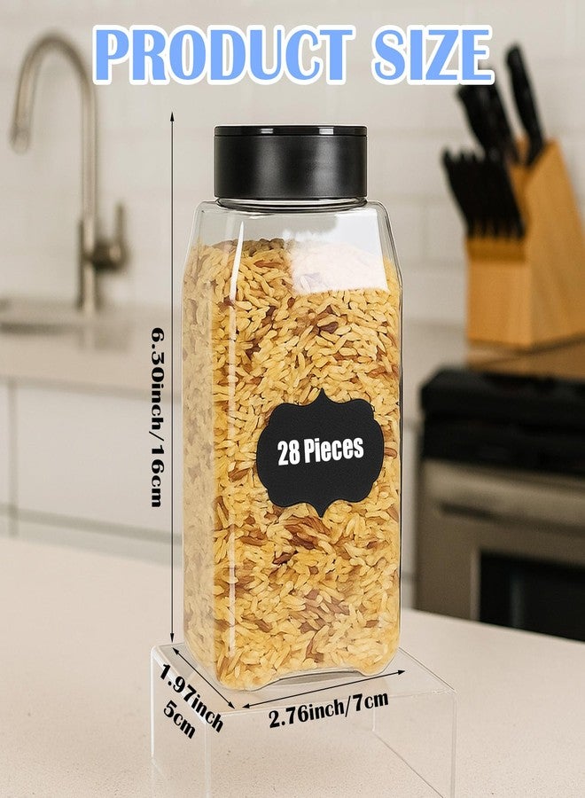 YBEATY 28 Pack 16 oz Plastic Spice Jars with Cap, Clear Empty Square Bottle Containers Reusable Large Seasoning Powder Storage Jars with Shaker Flip Lid and Stickers for Kitchen Storing Salt - Image 2