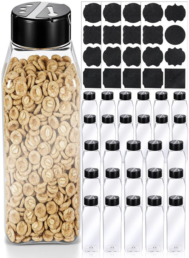 YBEATY 28 Pack 16 oz Plastic Spice Jars with Cap, Clear Empty Square Bottle Containers Reusable Large Seasoning Powder Storage Jars with Shaker Flip Lid and Stickers for Kitchen Storing Salt - Image 1