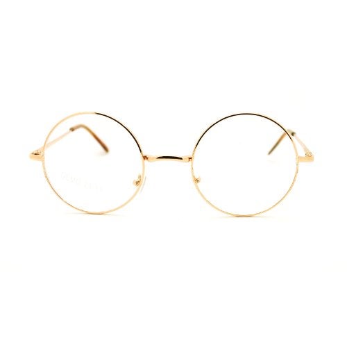SA106 70s Hippie Musician Circle Lens Iconic Groovy Wire Rim Fashion Glasses Gold - Image 1