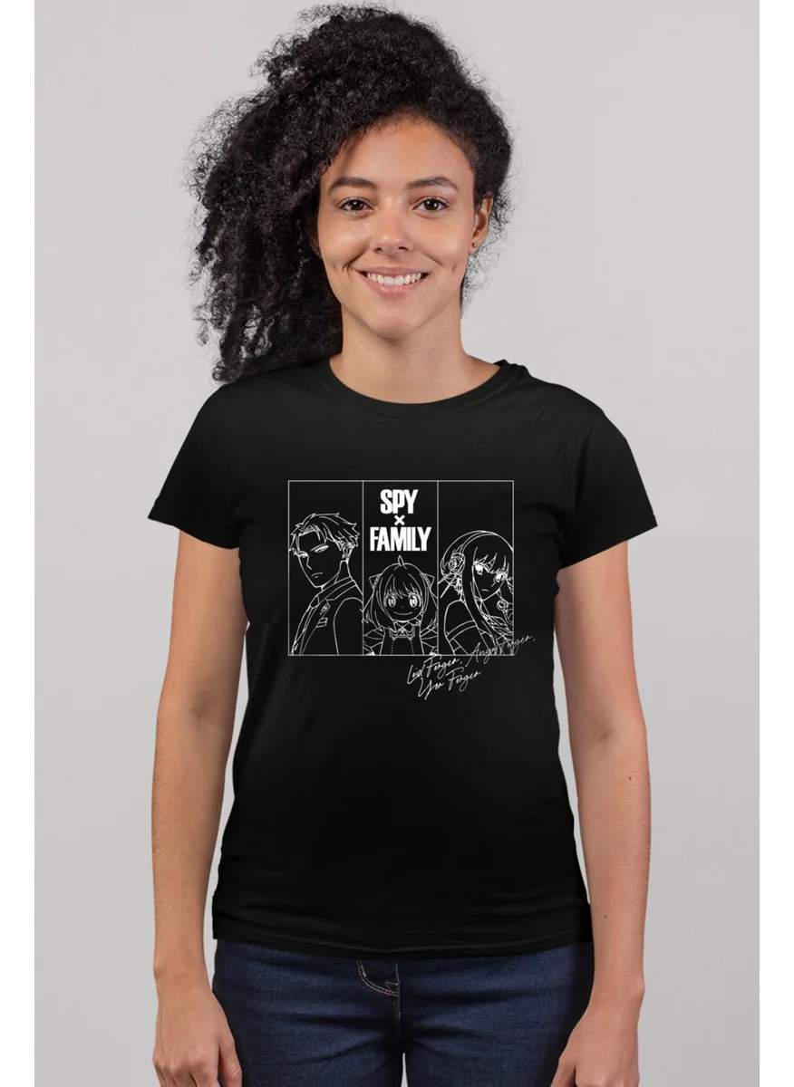 Rock&Roll Spy Family Short Sleeve Black Women's T-Shirt