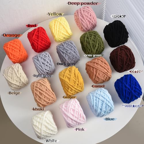 OMoiut 3 Pack Plush Chenille Chunky Yarn 100g (49.2yd) - Fluffy Velvet Yarn Crochet for Blanket Knitting and Crocheting - Baby Yarns for Crocheting Soft - Amigurumi Yarns (3 Rainbow) - Image 4