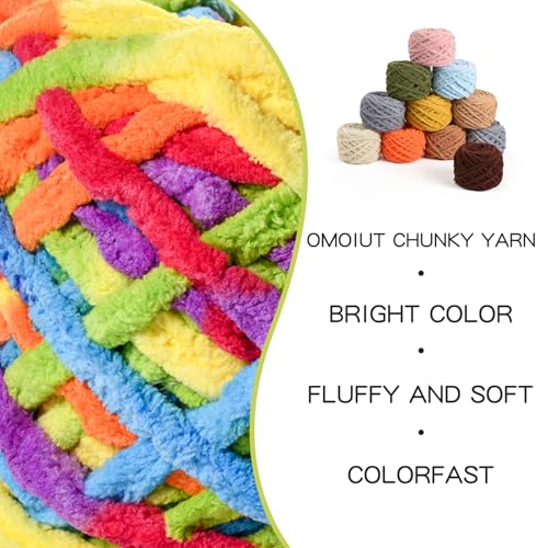 OMoiut 3 Pack Plush Chenille Chunky Yarn 100g (49.2yd) - Fluffy Velvet Yarn Crochet for Blanket Knitting and Crocheting - Baby Yarns for Crocheting Soft - Amigurumi Yarns (3 Rainbow) - Image 2