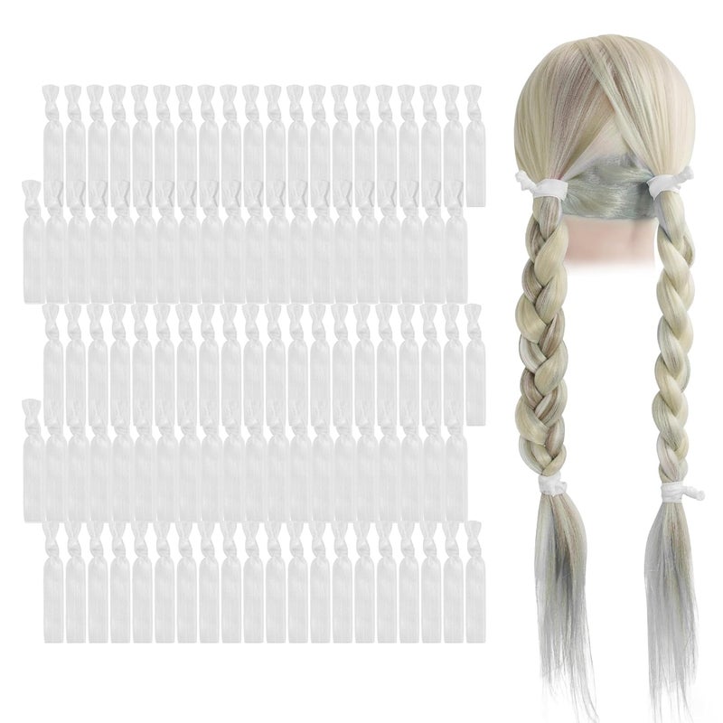 MEEDEE 100 Pack White No Crease Soft Ribbon Knotted Hair Ties  No Damage Ouchless Pony Tails  Yoga Bracelets for Women