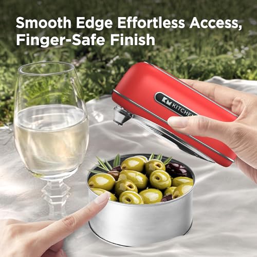 Kitchen Mama Orbit One Rechargeable Electric Can Opener: Hands-free, USB-C Charging, Automatic Stop, Smooth Edge, Safety, Blade for Large Cans, Heavy Duty, Soda Can and Pop Can, with Storage Box (Red) - Image 5