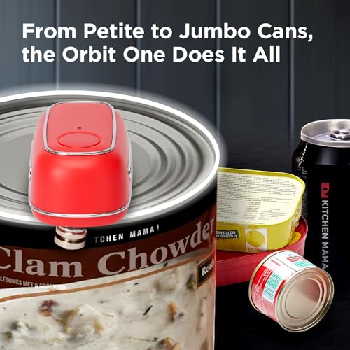 Kitchen Mama Orbit One Rechargeable Electric Can Opener: Hands-free, USB-C Charging, Automatic Stop, Smooth Edge, Safety, Blade for Large Cans, Heavy Duty, Soda Can and Pop Can, with Storage Box (Red) - Image 4