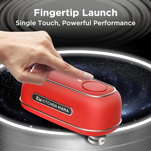 Kitchen Mama Orbit One Rechargeable Electric Can Opener: Hands-free, USB-C Charging, Automatic Stop, Smooth Edge, Safety, Blade for Large Cans, Heavy Duty, Soda Can and Pop Can, with Storage Box (Red) - Image 2