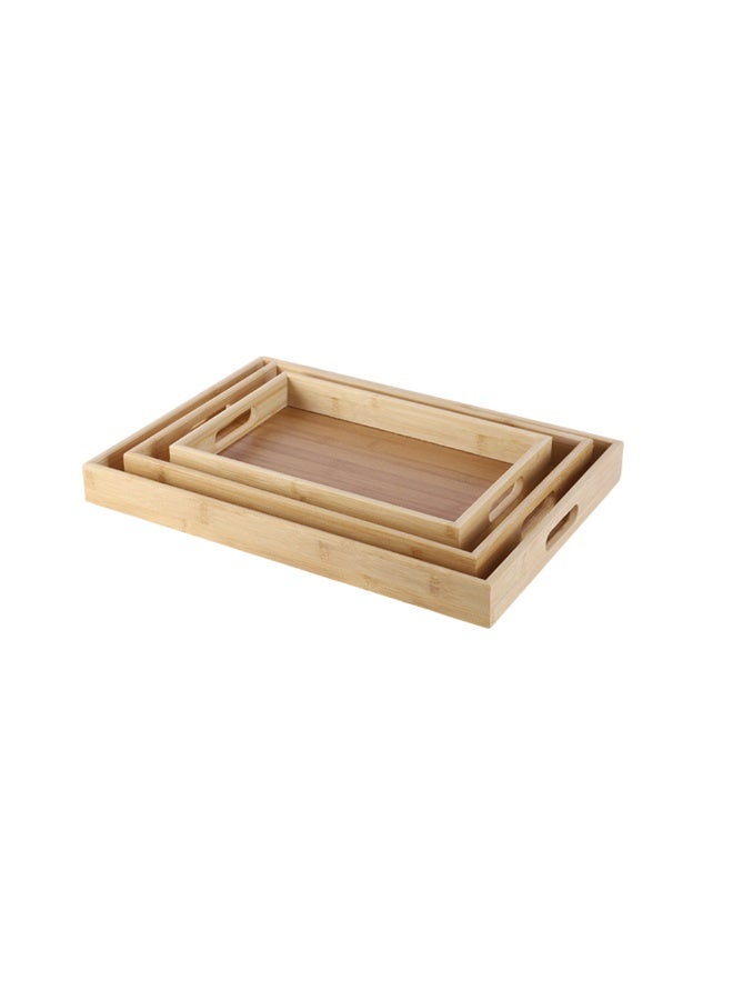 Alsaif home Rectangular Wooden Serving Tray Set – 3 Pieces in Different Sizes - Image 1