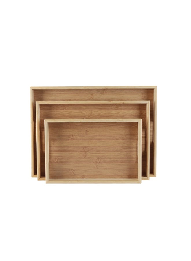 Alsaif home Rectangular Wooden Serving Tray Set – 3 Pieces in Different Sizes - Image 3