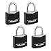 Master Lock قفل ماستر لوك الأسود الخارجي مع قفل مفاتيح مقاوم للعوامل الجوية مع غطاء، مجموعة من 4 أقفال متطابقة للمخازن والأسوار والمخازن أو معدات أخرى 131Q - Image 2