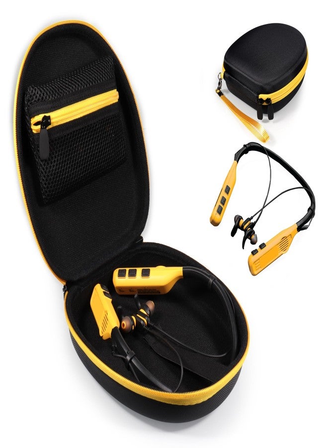 CaseSack Case Compatible with DEWALT Neckband Headphones and 2-in-1 Neckband Headphones w/Built-in Speakers (Black with Yellow Zip) - Image 1