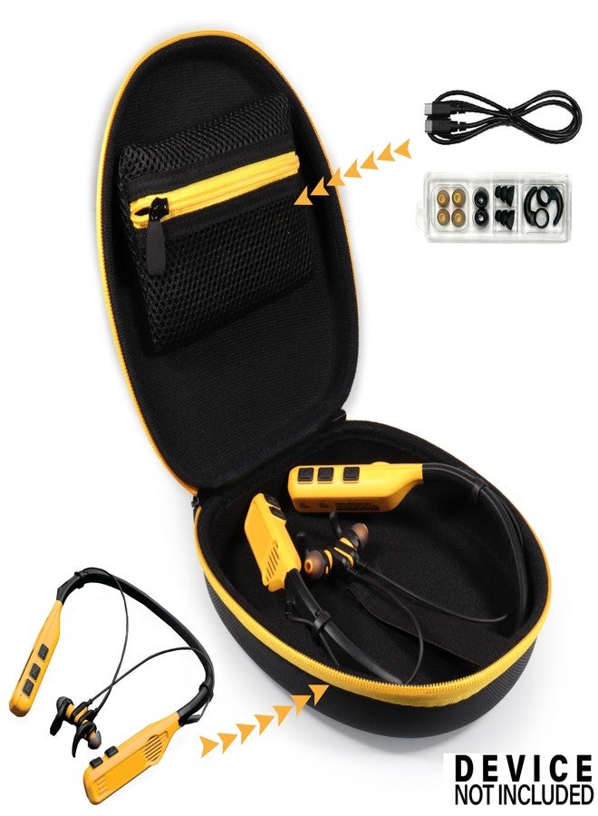 CaseSack Case Compatible with DEWALT Neckband Headphones and 2-in-1 Neckband Headphones w/Built-in Speakers (Black with Yellow Zip) - Image 3