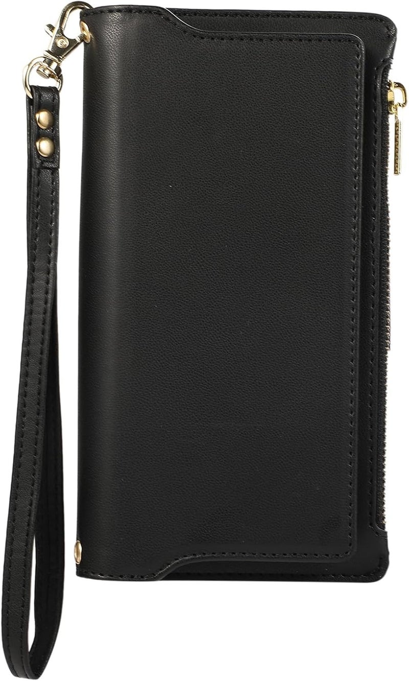Wallet Flip Case for iPhone 15 Pro Max/15 Pro/15 Plus/15, Magnetic Detachable Phone Case with Large Space Card Slots Stylish Leather Cover (Black,15 ProMax) - Image 1