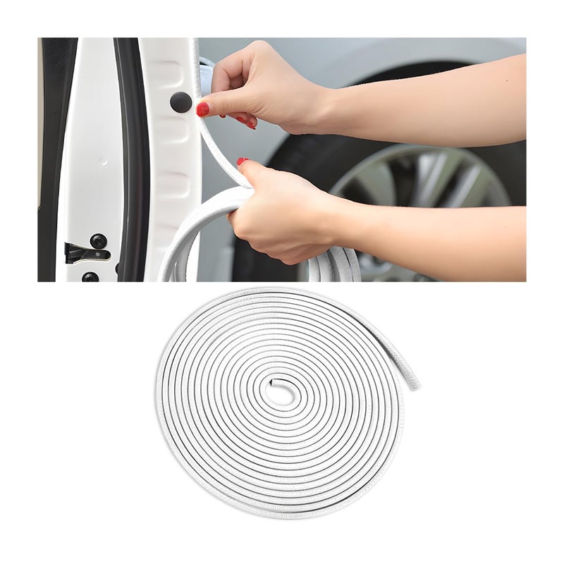 Osilly Car Door Edge Guards, 16Ft Rubber Seal Car Door Edge Trim, U Shape Door Edge Protector Guard, Aluminum Weather Proofing Automotive Door Edge Molding Protection for Most Car (White) - Image 1