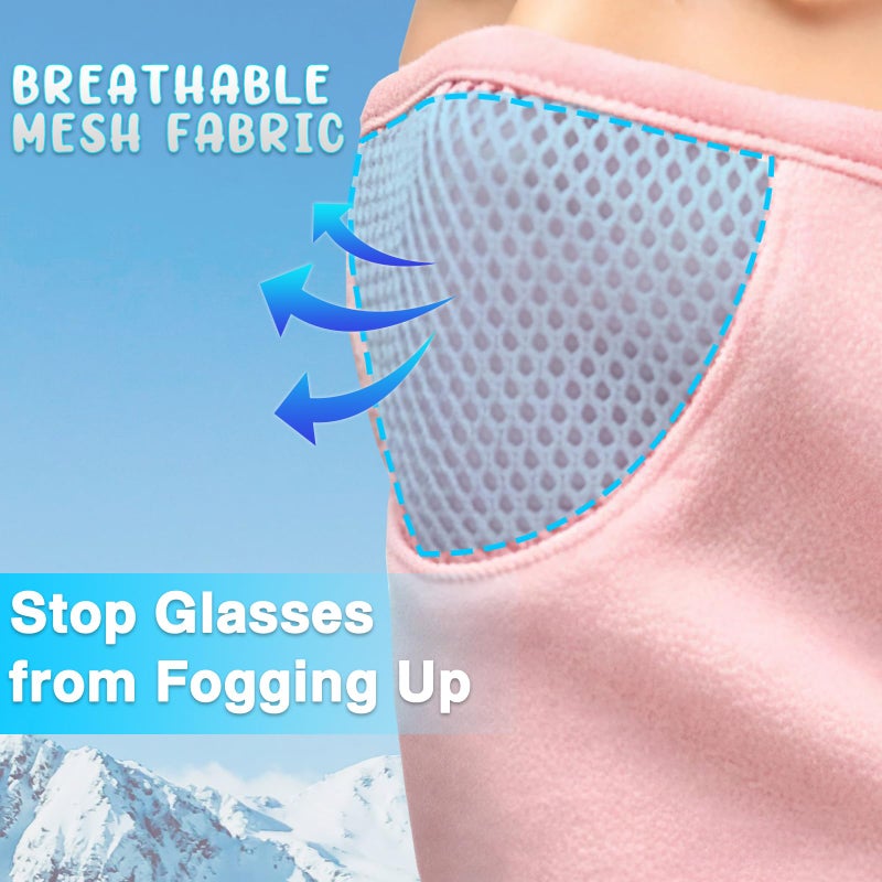 Outrip Breathable Kids Balaclava Ski Mask for Boys Girls - Windproof Fleece Winter Face Mask Cover for Cold Weather (US, Age, 5 Years, 12 Years, Pink) - Image 2