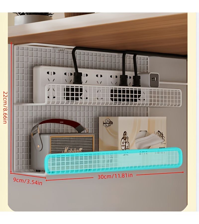 Under Desk Cable Management Organizer 11 81inch Double Layer White No Drill Cord Holder Wire Storage Box Cable Trunking Desktop Routing Solution Drawer Organizer Home Storage - Image 2