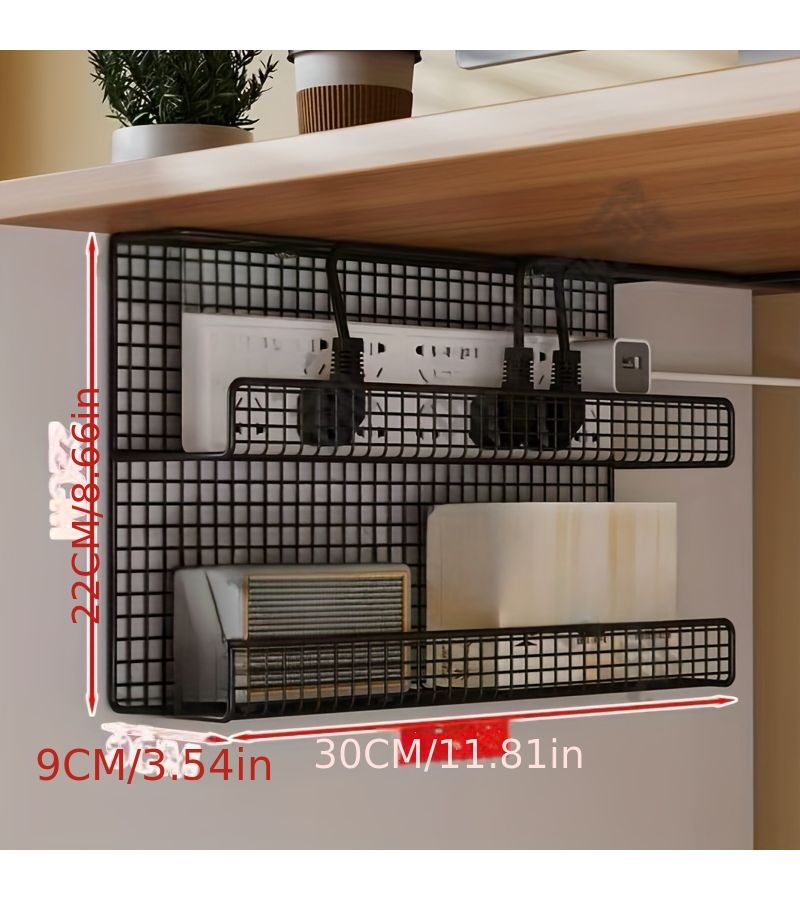 Under Desk Cable Management Organizer 11 81inch Double Layer White No Drill Cord Holder Wire Storage Box Cable Trunking Desktop Routing Solution Drawer Organizer Home Storage - Image 3