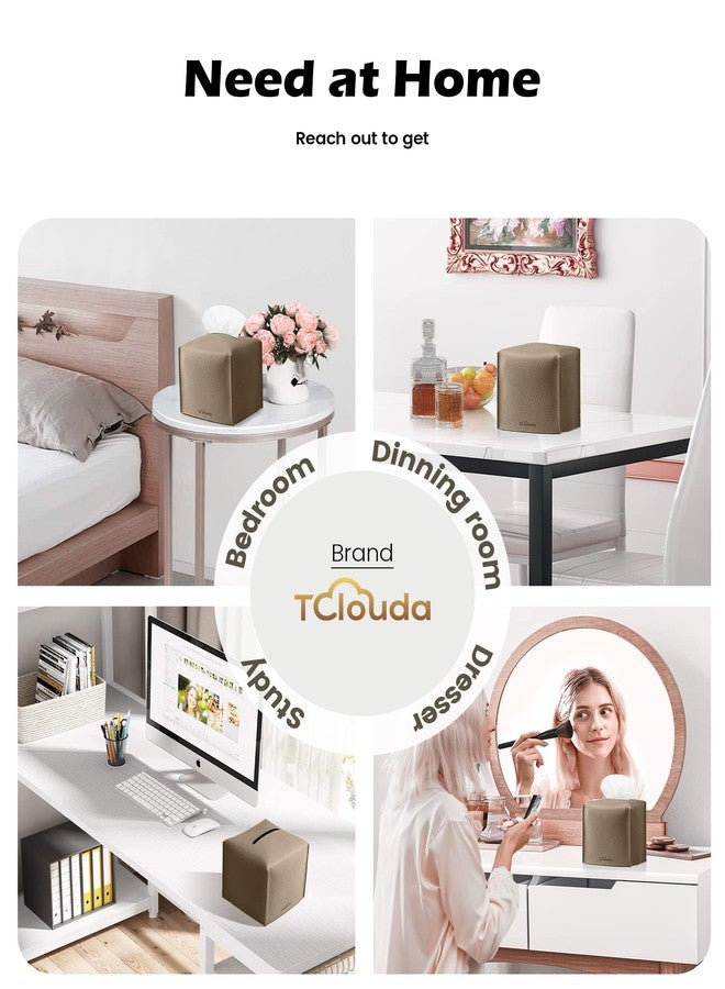 Tclouda Tissue Box Cover for PU Leather, Modern Simple Solid Color Holder Square Tissue Bag, Ideal for Bathrooms,Office,Car,Outdoor Tent,Dining Table,5"X5"X5", Single Cocoa Brown - Image 4